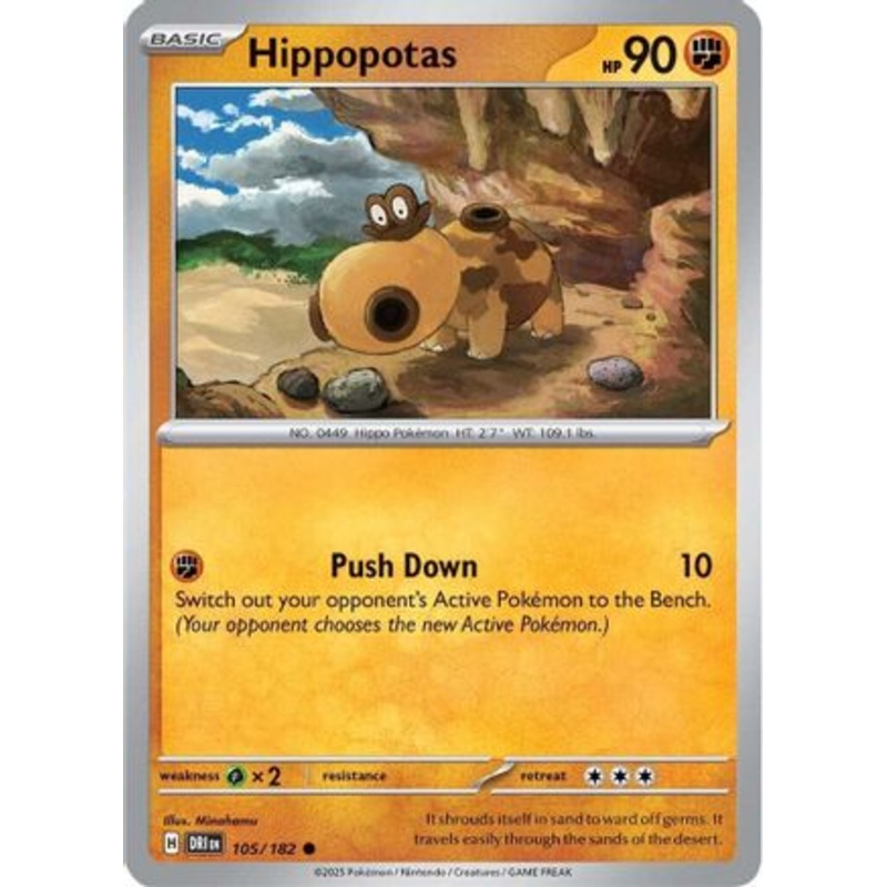 Hippopotas 105  - Reverse Holofoil SV10 Destined Rivals - Common
