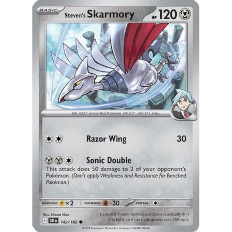 Steven's Skarmory 142  - Reverse Holofoil SV10 Destined Rivals - Common