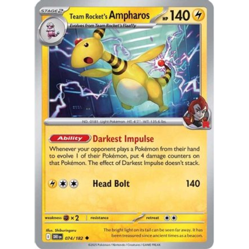 Team Rocket's Ampharos 074  SV10 Destined Rivals - Uncommon