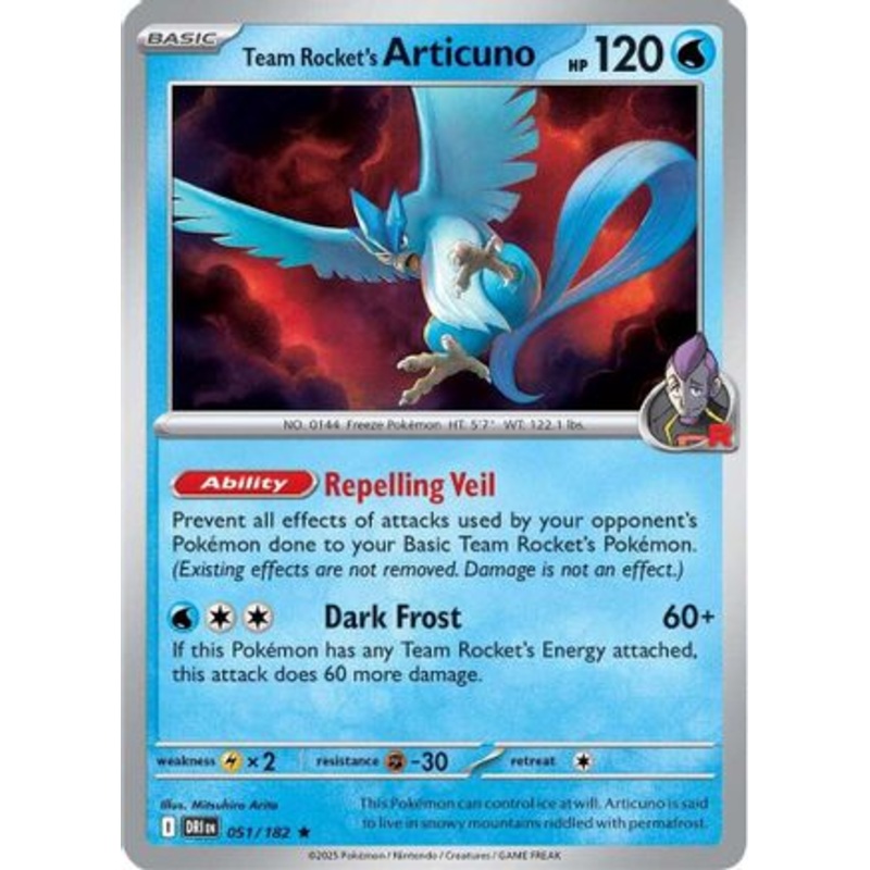 Team Rocket's Articuno 051  - Reverse Holofoil SV10 Destined Rivals - Rare