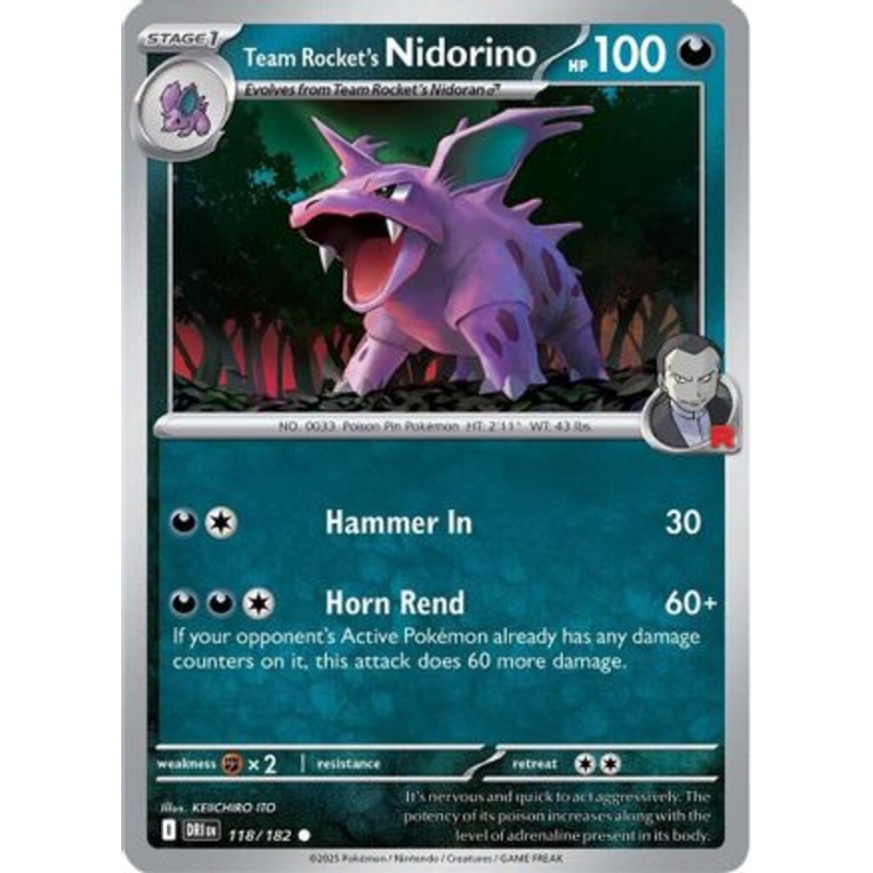 Team Rocket's Nidorino 118  - Reverse Holofoil SV10 Destined Rivals - Common