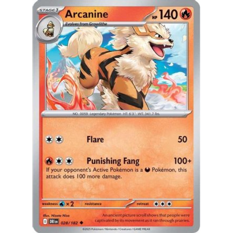 Arcanine 028  - Reverse Holofoil SV10 Destined Rivals - Uncommon