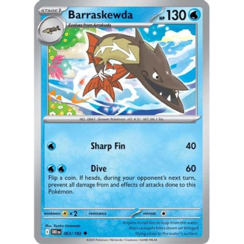 Barraskewda 063  - Reverse Holofoil SV10 Destined Rivals - Uncommon