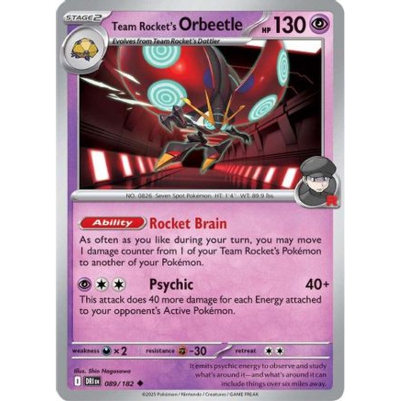 Team Rocket's Orbeetle 089/182  - Reverse Holofoil SV10 Destined Rivals - Uncommon