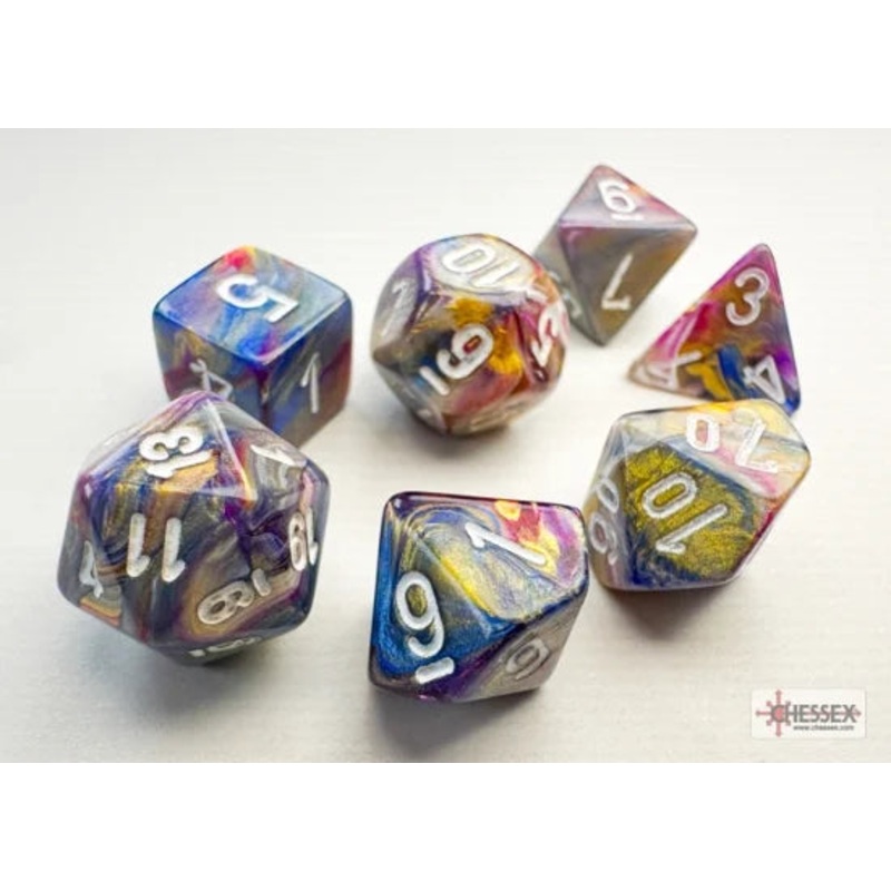 Chessex: Mini 7 Die Set - Festive Carousel/White