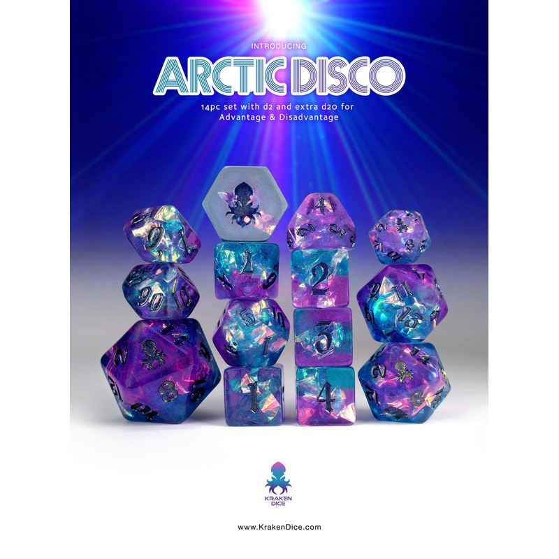 Arctic Disco Holo Foil 14pc Dice Set