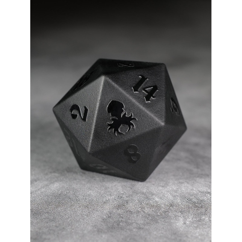 40mm Raised Obsidian Semi-Precious Single D20