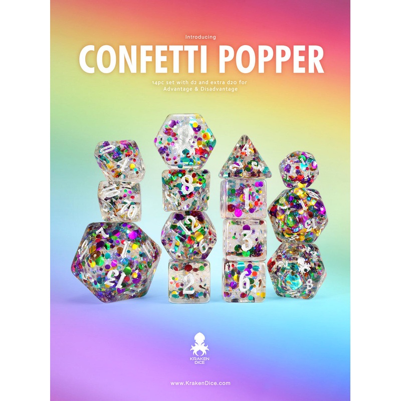 Confetti Popper 14pc TTRPG Dice Set