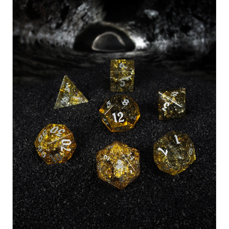 Fragments of Daylight Comet Cracked Glass 7PC Glass Dice Set