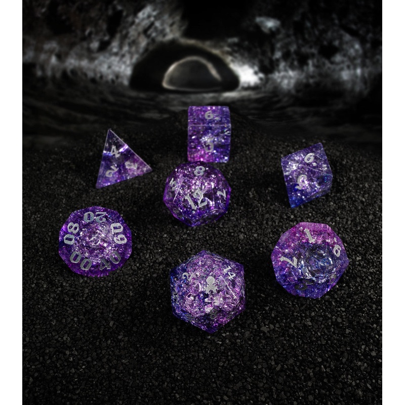 Fragments of Donati Comet Cracked Glass 7PC Glass Dice Set