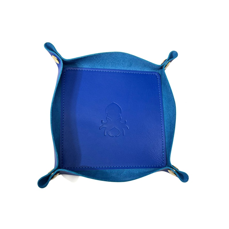 Leather Dice Tray in Electric Blue