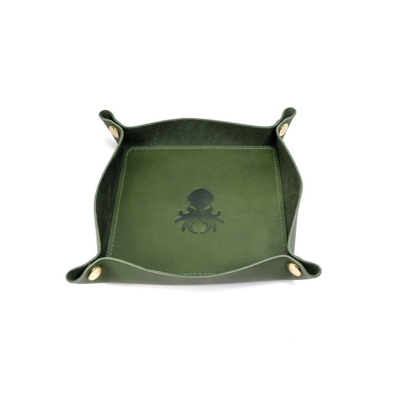 Leather Dice Tray In Moss Green