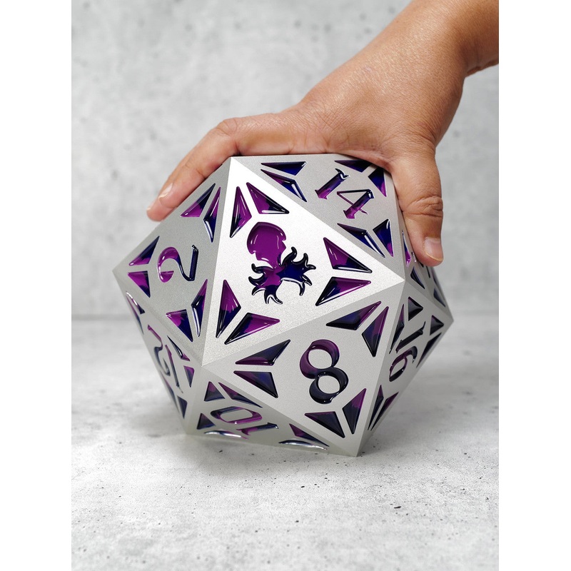 Leviathan Revival Solid Aluminum D20 inked in Purple & Blue