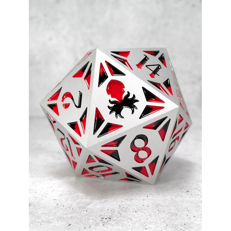 Leviathan Revival Solid Aluminum D20 inked in Red & Black