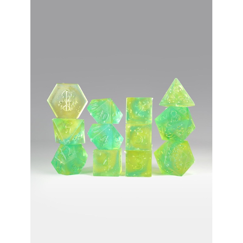 RAW Lemon Lime Fizz 12pc TTRPG Dice Set
