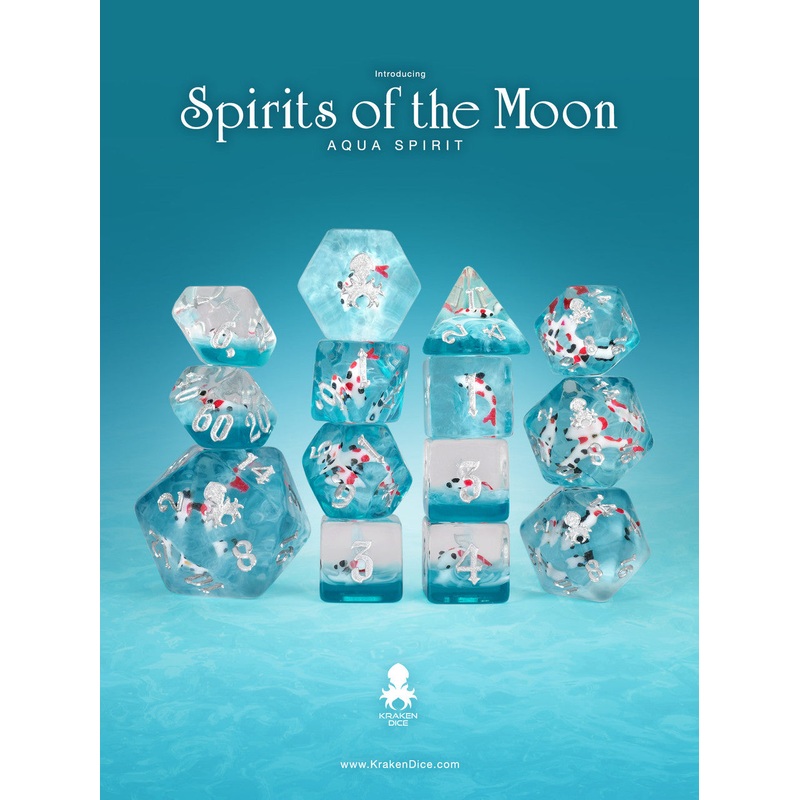 Spirits of the Moon: Aqua Spirit 14pc Inclusion Dice Set