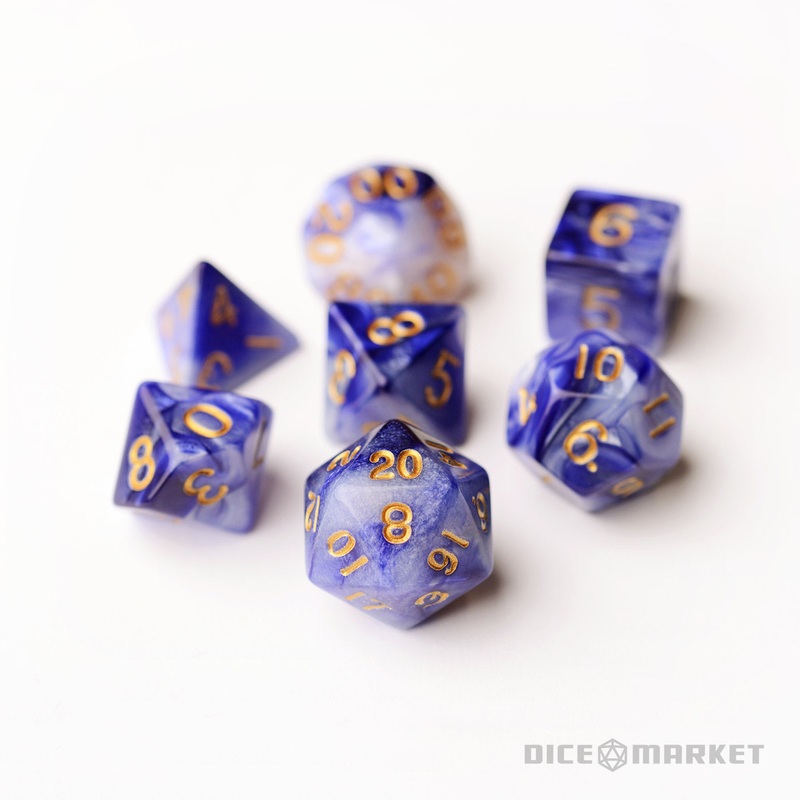 Blue Violet Smoke 7pc Dice Set
