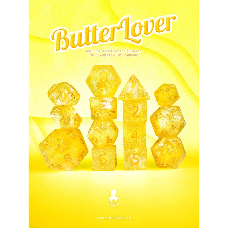 Butter Lover 14pc Dice Set Inked in Gold