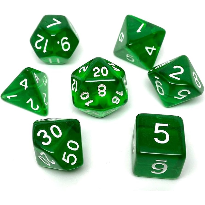Forest Green 7pc Translucent Dice Set