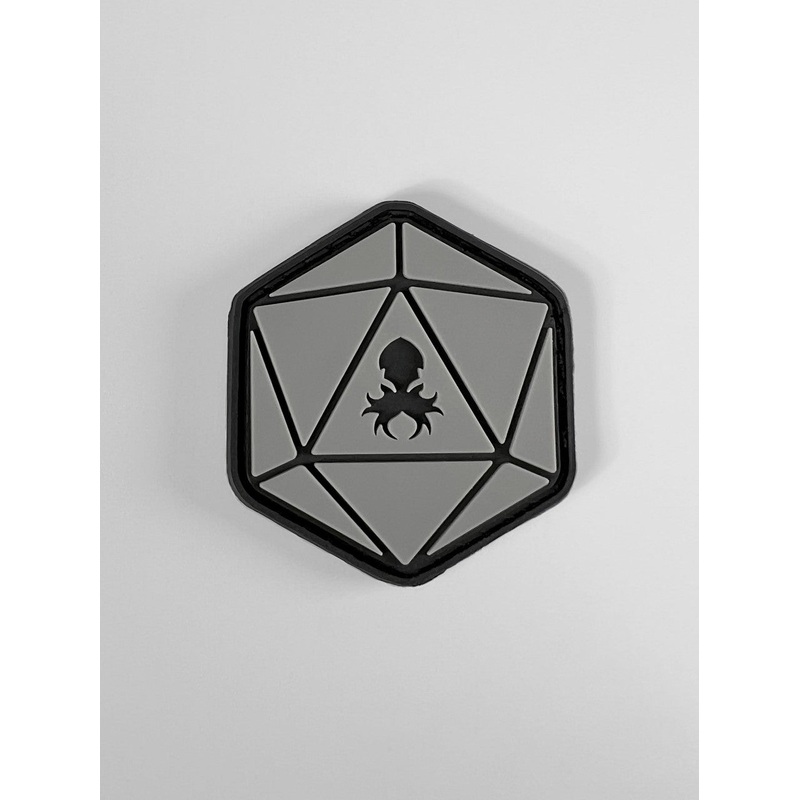 Grey D20 PVC Patch w/Velcro Backing