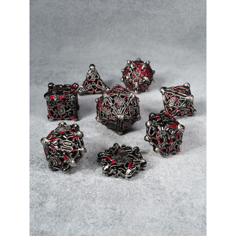 Kraken's Cabal Bloody Steel 8 piece Metal Dice Set