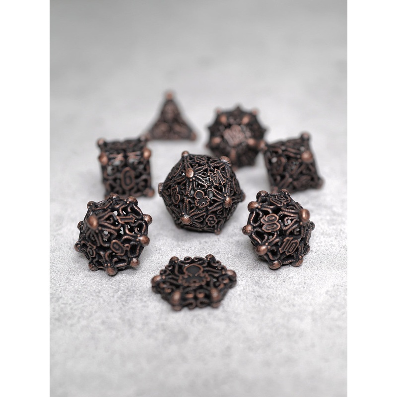 Kraken's Cabal Copper 8 piece Metal Dice Set