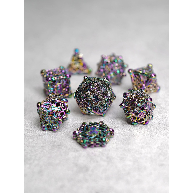 Kraken's Cabal Rainbow Metal 8 piece Metal Dice Set