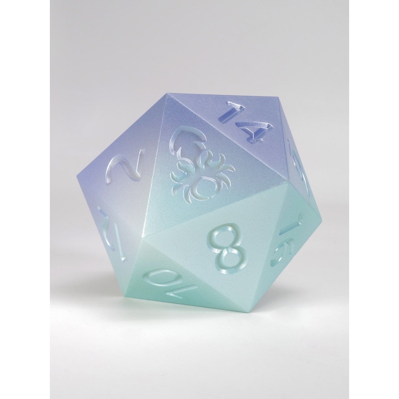 Ombre Aqua Teal to Periwinkle 55mm D20 Dice