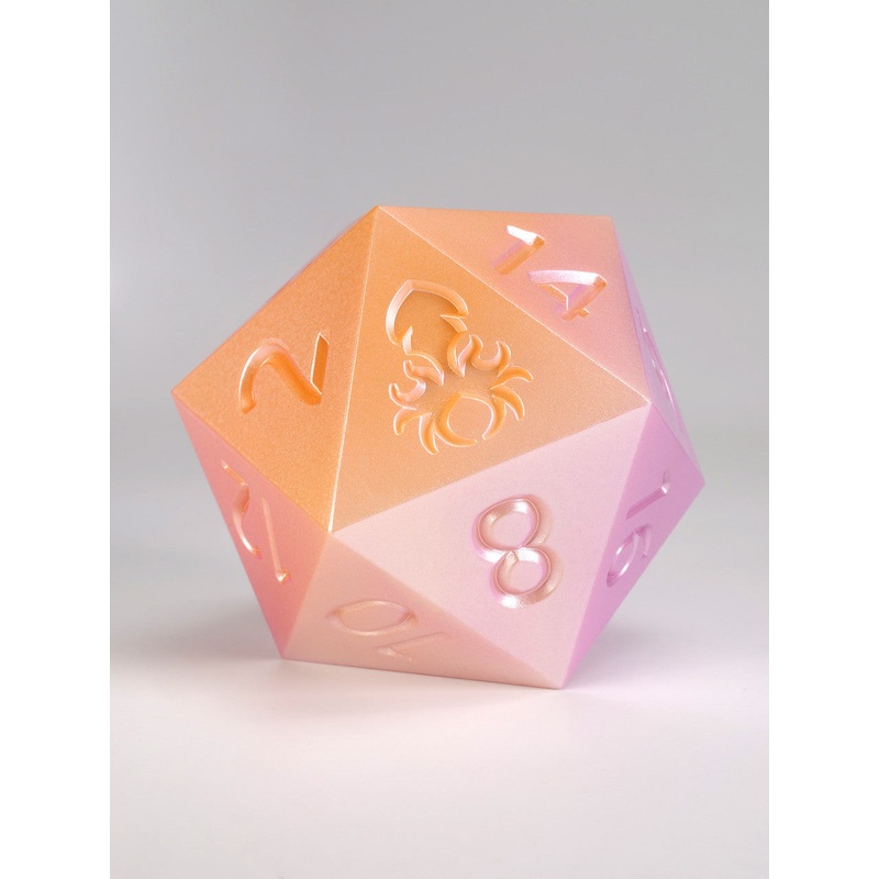 Ombre Marigold to Neon Pink 55mm D20 Dice