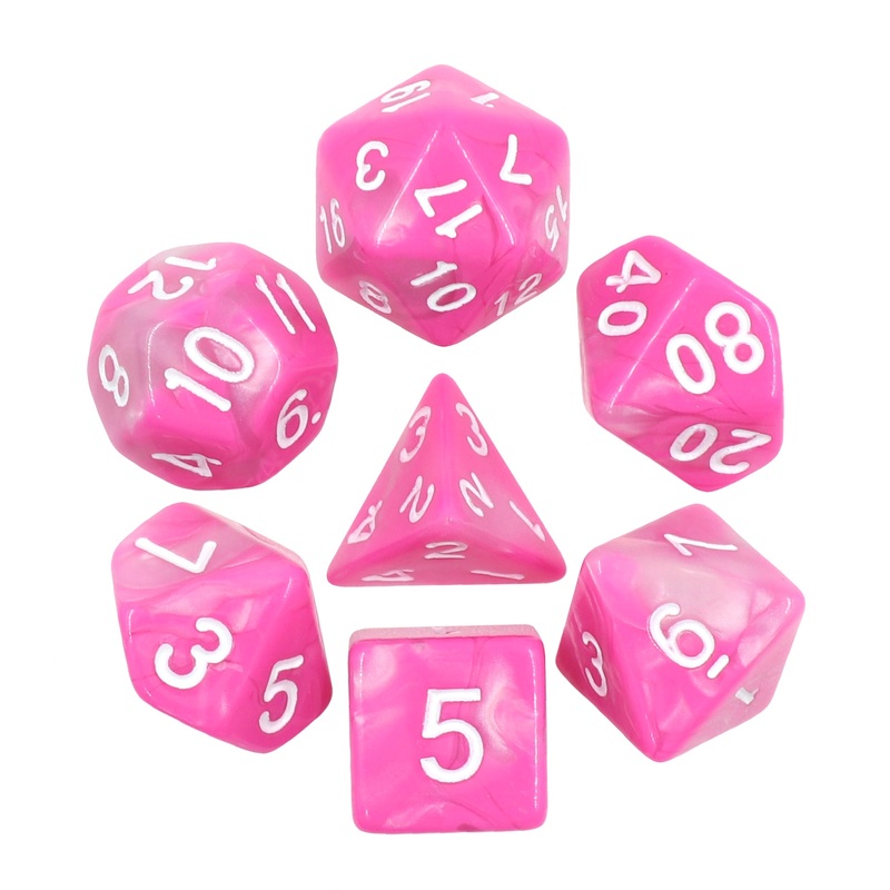 Pink+White Blend 7pc  Dice Set