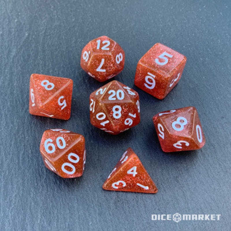 Red Glitter 7pc Polyhedral Dice Set