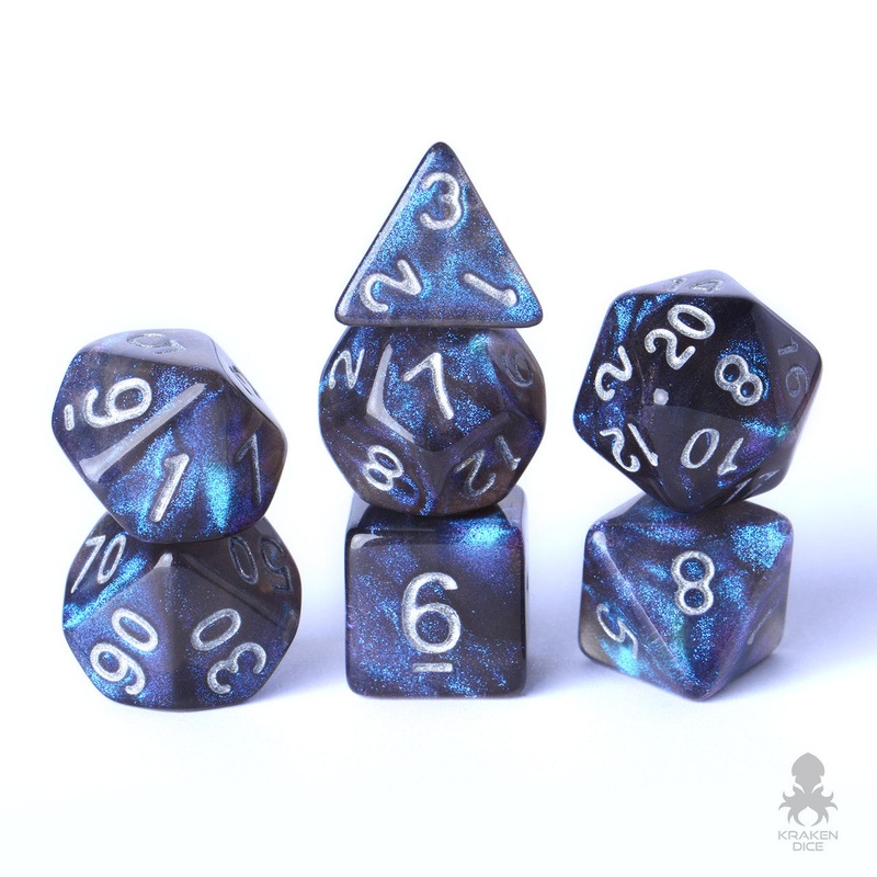 Smokey Blue Boreal 7pc Polyhedral Dice Set