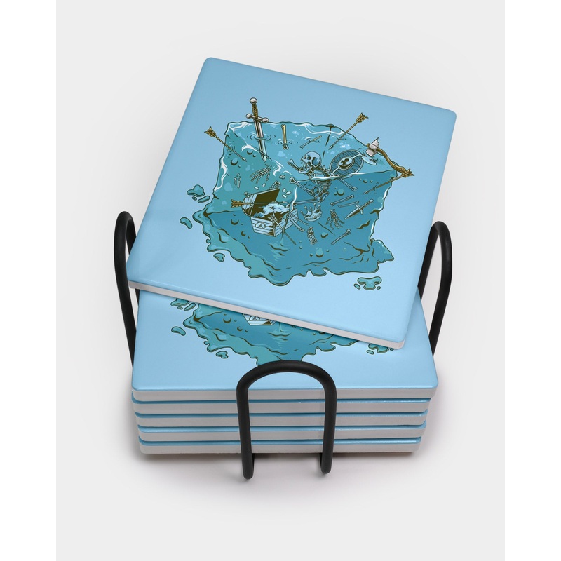 Blue Jelly Cube Square Coaster Set