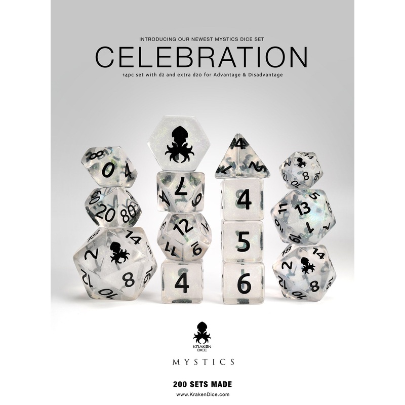 Celebration 14pc Dice Set Inked in Black