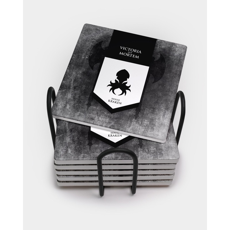 Gray House Kraken Square Coaster Set