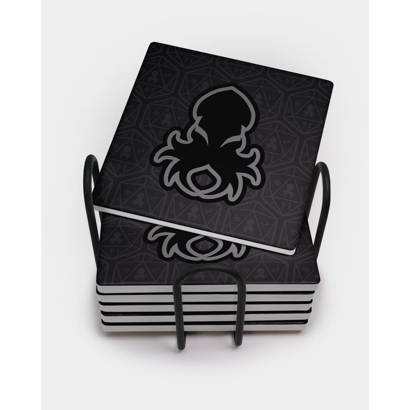 Gray Kraken Square Coaster Set