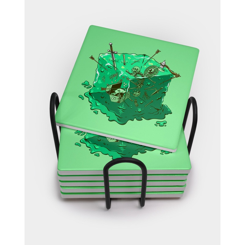 Green Jelly Cube Square Coaster Set