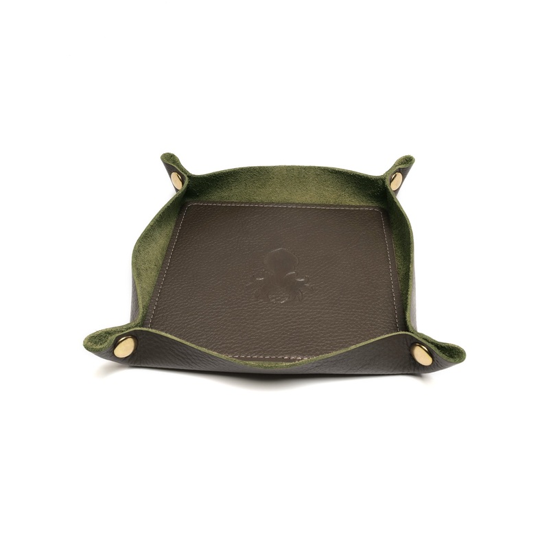 Leather Dice Tray In Wilderness Green