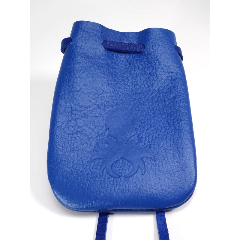 Medium Electric Blue Leather Dice Bag