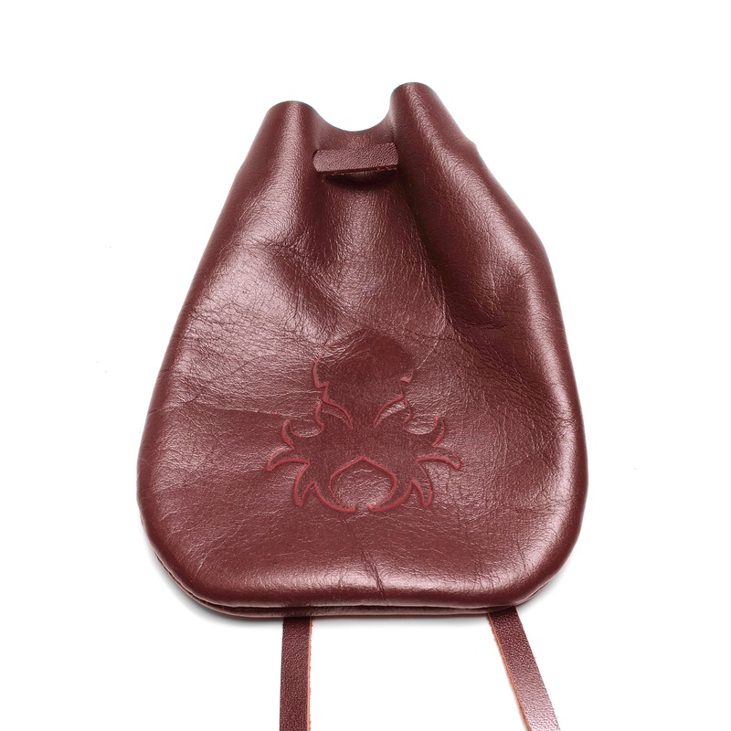 Medium Mahogany Leather Dice Bag