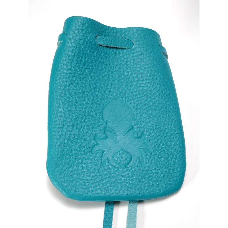 Medium Teal Leather Dice Bag