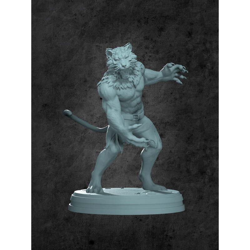 Mutant Weretiger Miniature for Tabletop RPGs
