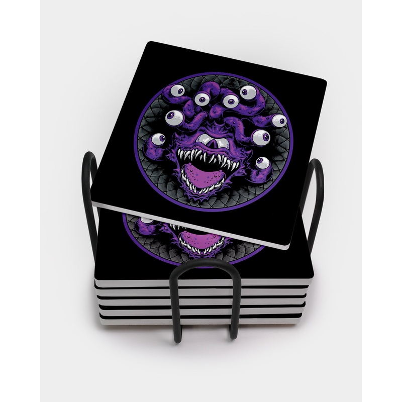 Purple Beholder Square Coaster