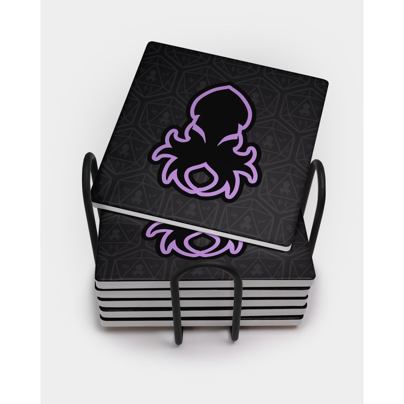 Purple Kraken Square Coaster Set