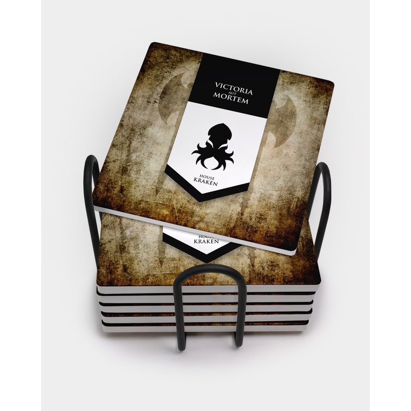Tan House Kraken Square Coaster Set