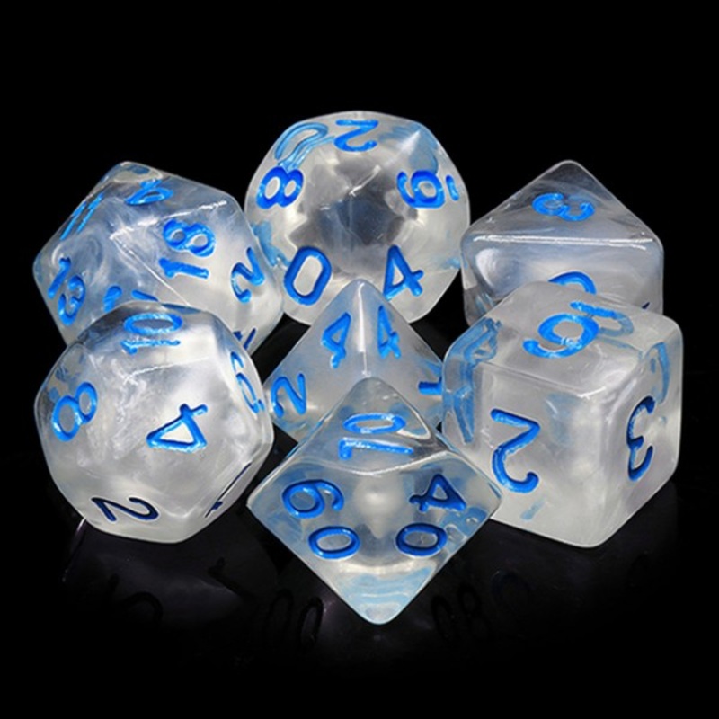 Winter's Waltz 7pc Dice Set inked in Blue
