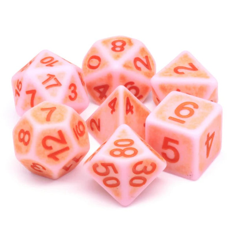 Ancient Rose 7pc Dice Set Inked in Pink