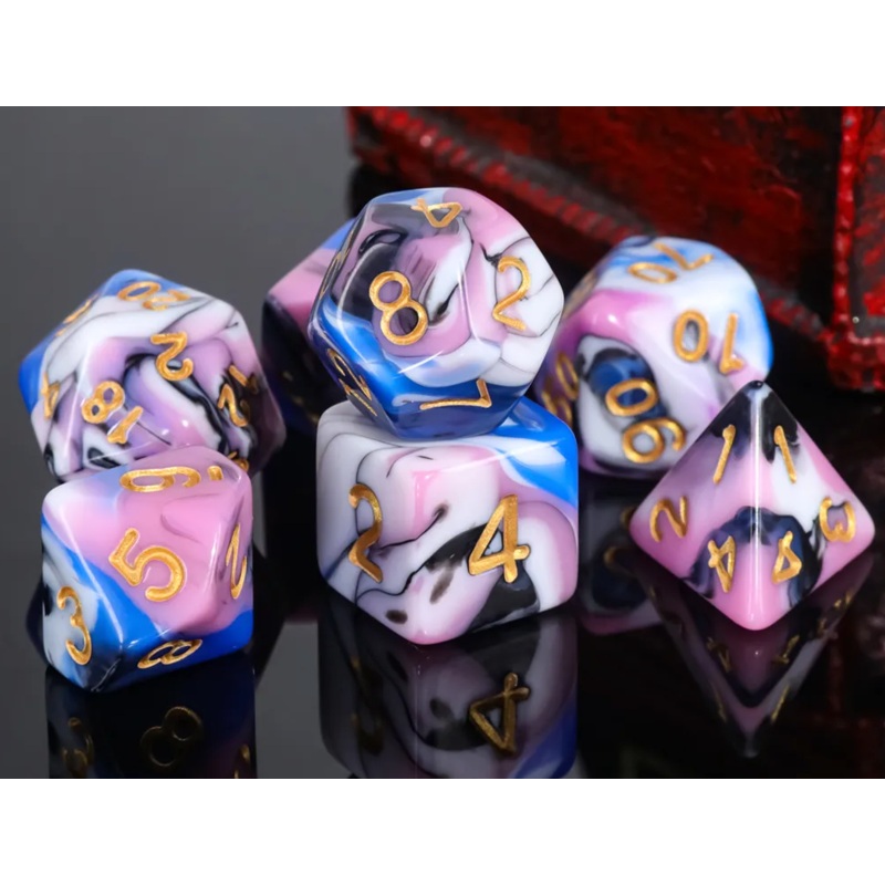 Fairy County 7pc Dice Set inked in Gold
