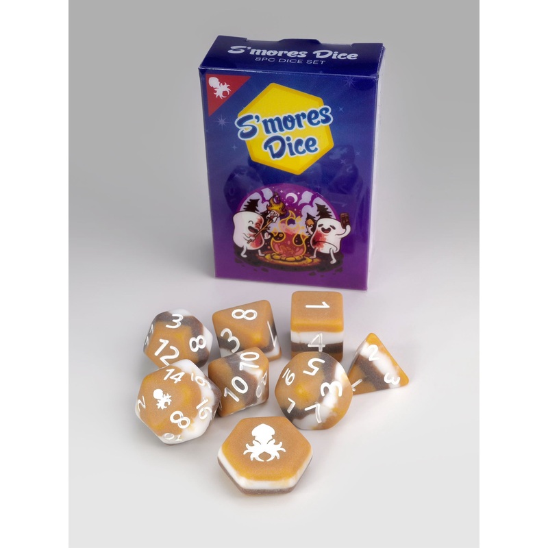 Mini S'Mores 8pc Dice Set Inked in White
