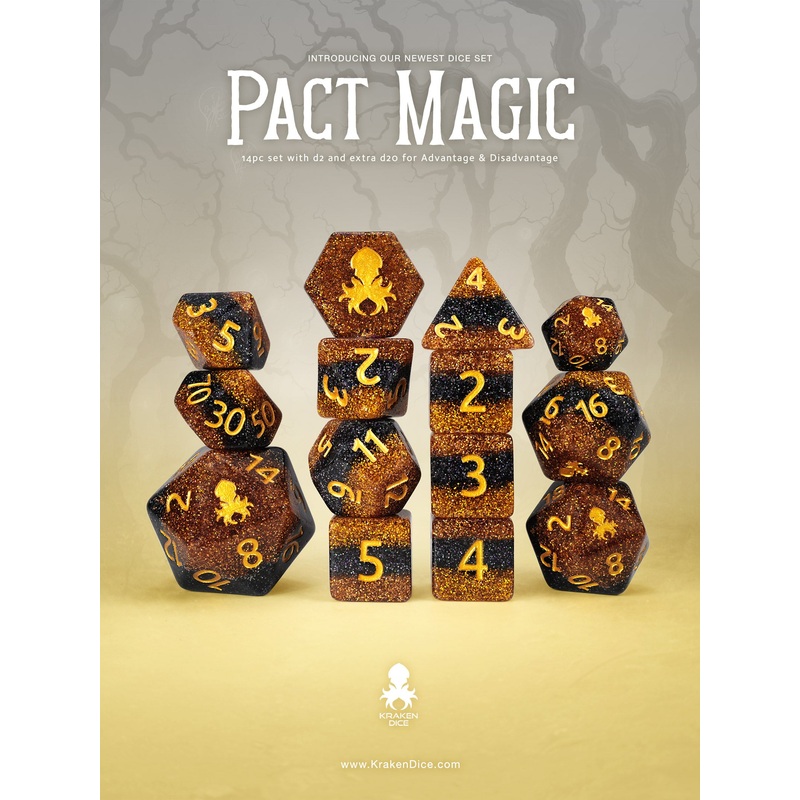 Pact Magic 14pc Dice Set Inked in Gold